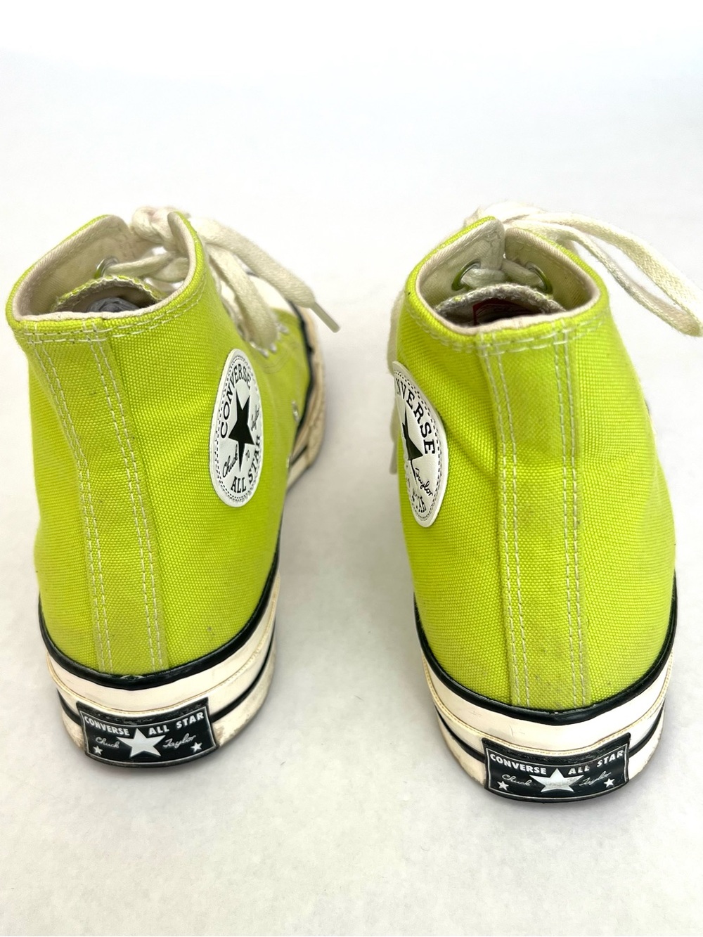 Chuck Taylor Converse High Top Sneakers - Neon Lime Canvas Unisex Men 7 Women 9 - Picture 4 of 11